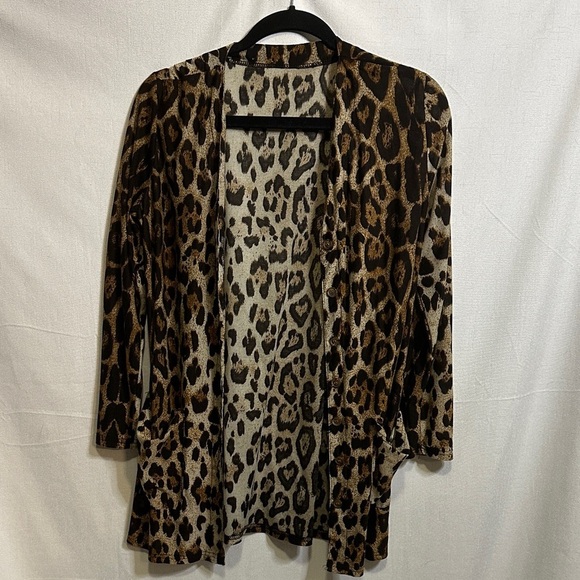 Leopard Print Open Front Cardigan - Picture 1 of 4